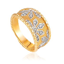 Chic Floral Motif Ring With Crystals, Ring Size: 7 / 17.5, image 