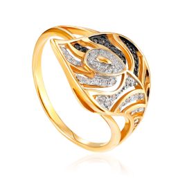 Two Tone Crystal Leaf Ring, Ring Size: 10 / 20, image 