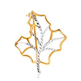 Bicolor Leaf Brooch, image 