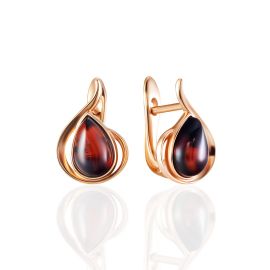 Refined Cherry Colored Amber Earrings, image 