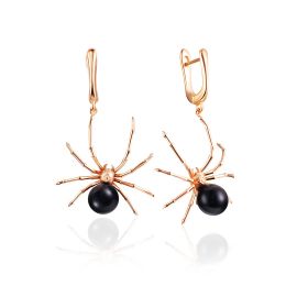 Bold Amber Spider Design Earrings, image 