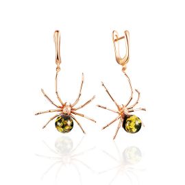 Chic Spider Design Earrings With Amber, image 