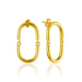Bold Oval Shaped Earrings With Gilding, image 