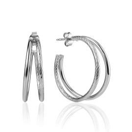 Stylish Double Hoop Earrings, image 