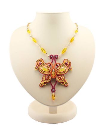 Braided Textile Necklace With Amber And Glass Beads The India, image 