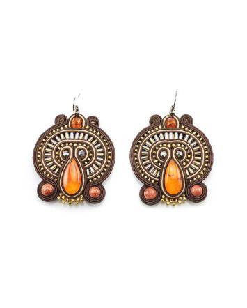 Braided Textile Earrings With Amber And Crystals The India, image 