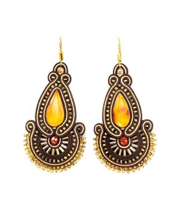 Ornate Braided Drop Earrings With Amber And Crystals The India, image 
