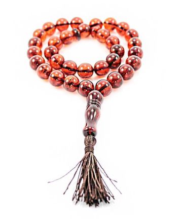 Islamic Ball Cut Amber Prayer Beads, image 