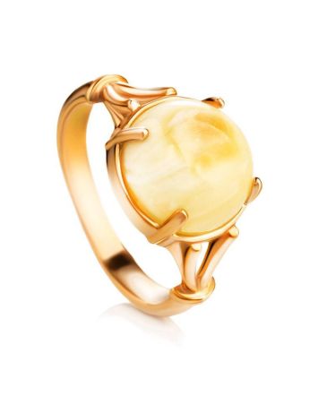 Classy Honey Amber Ring In Gold-Plated Silver The Shanghai, Ring Size: 11.5 / 21, image 