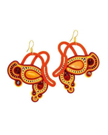 Bold Braided Earrings With Amber And Crystals The India, image 