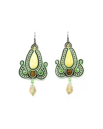 Braided Textile Drop Earrings With Amber And Crystals The India, image 