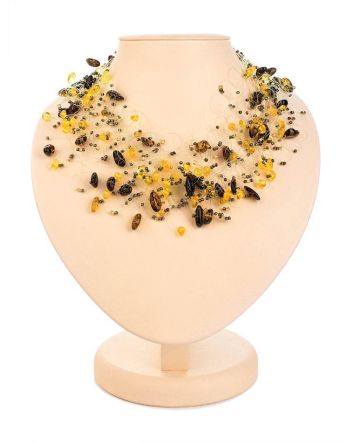 Multicolor Amber Necklace With Glass Beads The Fable, image 