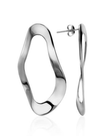 Abstract Design Silver Earrings The Liquid, image 