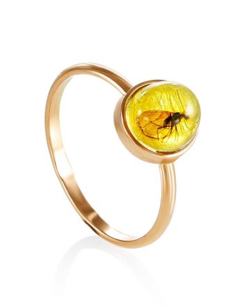 Stylish Amber Ring With Insect Inclusion The Clio, Ring Size: 6.5 / 17, image 