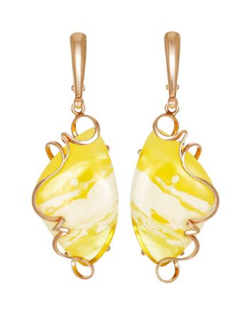 Exquisite Golden Dangles With Cloudy Amber The Rialto, image 