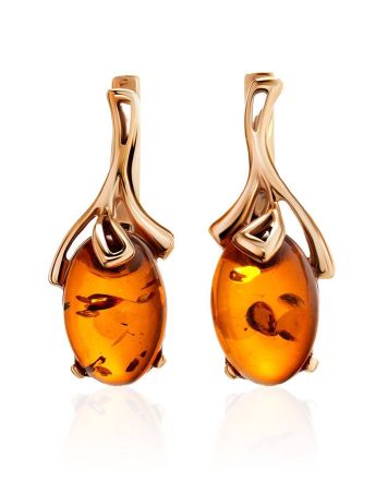 Refined Golden Earrings With Amber The Crocus, image 