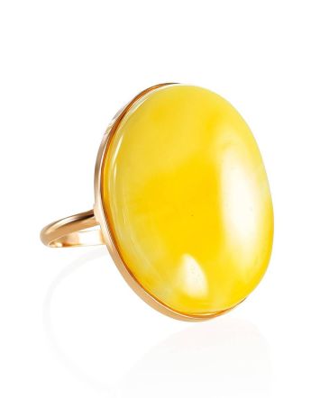 Golden Ring With Luminous Baltic Amber, Ring Size: 8 / 18, image 