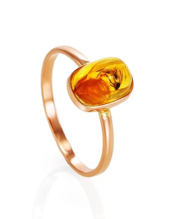 Natural Amber Gold Ring With Insect Inclusion The Clio, Ring Size: 6.5 / 17, image 