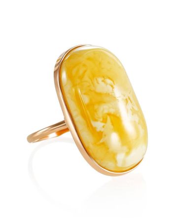 Amazing Golden Ring With Honey Amber, Ring Size: 7 / 17.5, image 