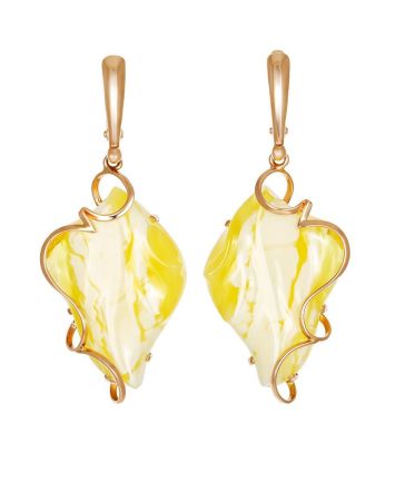 Ornate Golden Dangle Earrings With Natural Amber The Rialto, image 