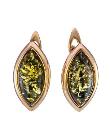 Green Amber Gold Earrings The Amaranth, image 