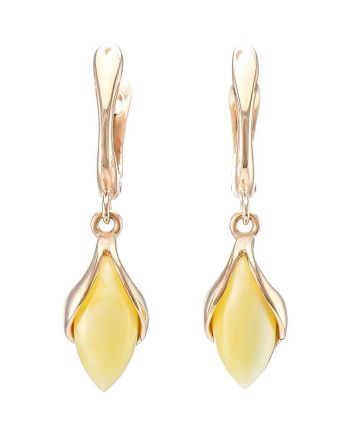 Adorable Golden Dangles With Natural Amber The Snowdrop, image 