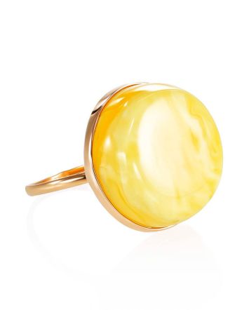 Natural Cloudy Amber Gold Ring, Ring Size: 7 / 17.5, image 