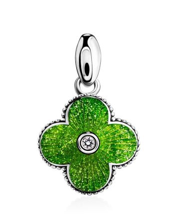Enamel Clover Shaped Pendant With Crystal The Heritage, image 