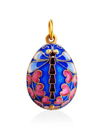 Enamel Dragonfly Design Egg Shaped Pendant The Romanov, image 