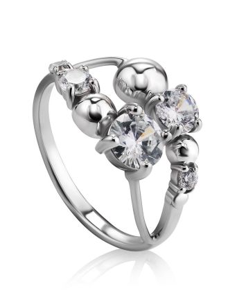 Bright Crystal Double Shank Ring, Ring Size: 5 / 15.5, image 