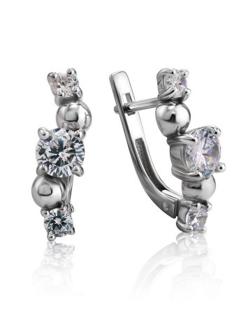 Charming Silver Crystal Earrings, image 