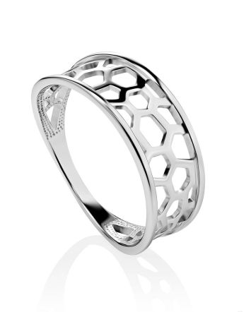 Laced Silver Band Ring The Sacral, Ring Size: 7 / 17.5, image 