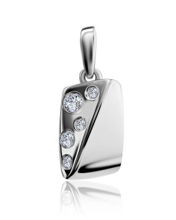 Stylish Silver Pendant With Crystals, image 