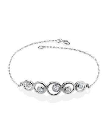 Silver Chain Bracelet With Geometric Central Part, image 