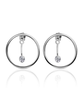 Extraordinary Round Silver Studs With Crystals, image 
