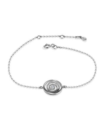 Amazing Silver Bracelet With Spiral Design Detail The Enigma Collection, Length: 19, image 