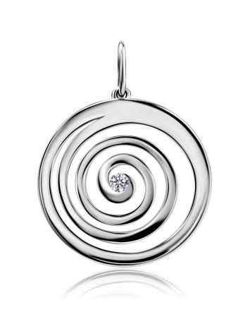 Spiral Design Silver Pendant With Crystal The Enigma, image 