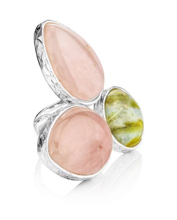 Pink & Green Cluster Cocktail Ring The Bella Terra, Ring Size: 11 / 20.5, image 