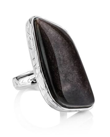 Abstract Black Stone Cocktail Ring The Bella Terra, Ring Size: 8 / 18, image 