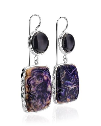Purple Marble Effect Drop Cocktail Earrings The Bella Terra, image 