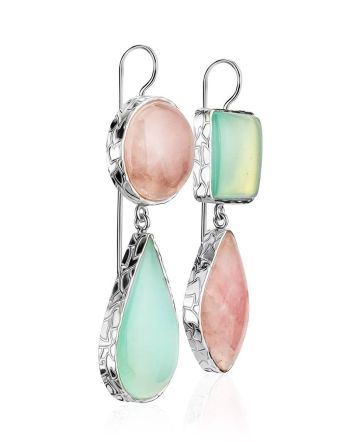 Gorgeous Rose Pink & Mint Green Drop Cocktail Earrings The Bella Terra, image 