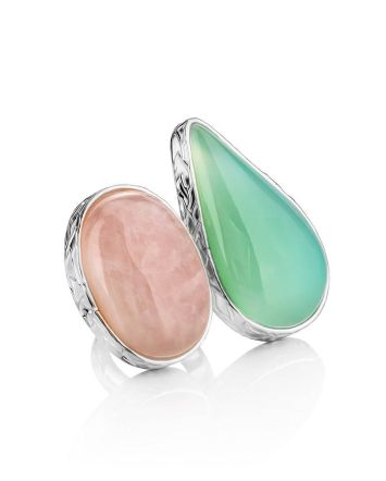 Rose & Mint Stone Cocktail Ring The Bella Terra, Ring Size: 8.5 / 18.5, image 