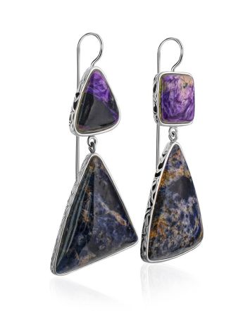 Purple Ombre Mismatched Drop Earrings The Bella Terra, image 