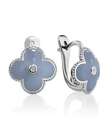 Chic Blue Enamel Earrings With Diamonds The Heritage, image 