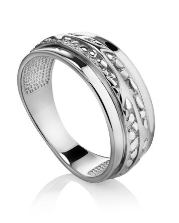 Textured Silver Band Ring, Ring Size: 7 / 17.5, image 