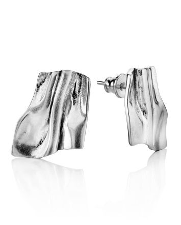 Stylish Modern Silver Earrings The Liquid, image 