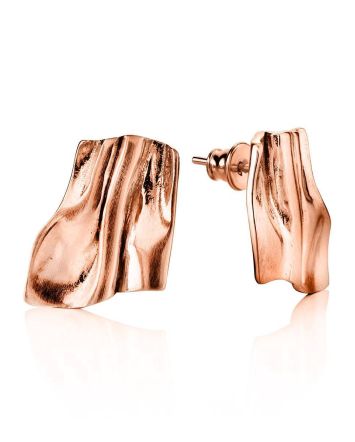 Stylish Modern Rose Gold Plated Silver Earrings The Liquid, image 