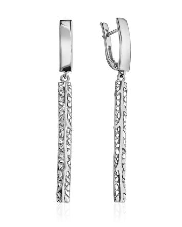 Exotic Style Textured Silver Dangles, image 