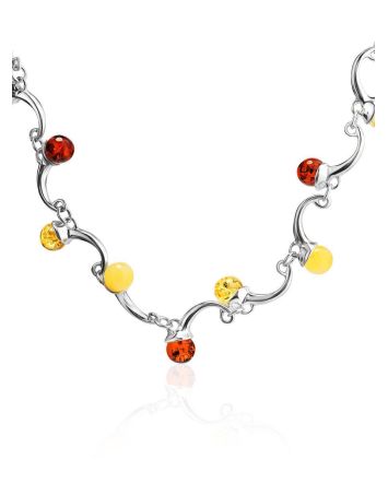 Chic Silver Amber Necklace The Leia, Length: 47, image 