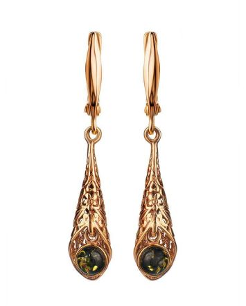 Classy Gold Plated Silver Amber Dangles The Roxanne, image 